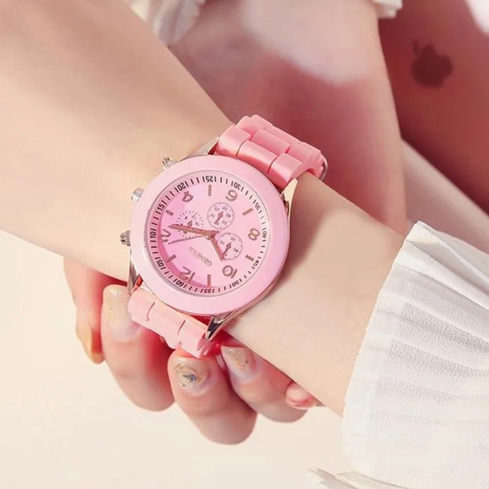 Fashion Women Quartz Watch Pink Silicone Jelly - Picture 2 of 5